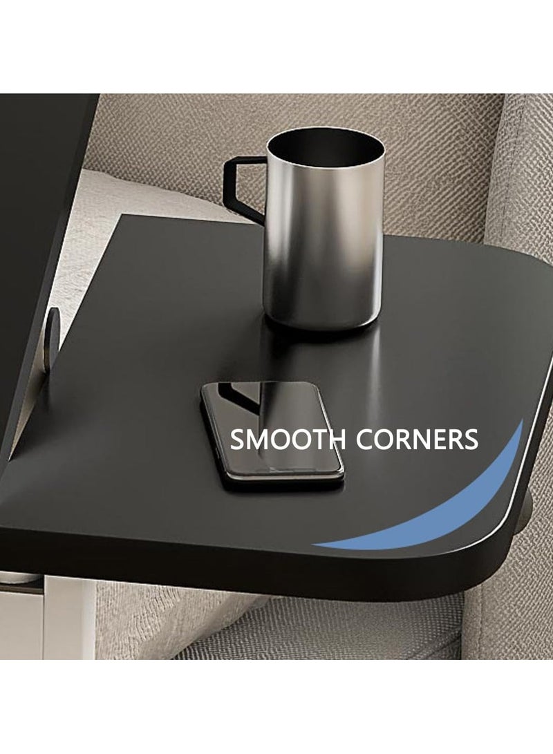 مكتب كمبيوتر، طاولة فوق السرير متدحرجة بعجلات، عربة مكتب كمبيوتر محمول قابلة للتعديل الارتفاع مع طاولة بجانب السرير قابلة للإمالة لأثاث المكاتب المنزلية (أسود) - Image 4