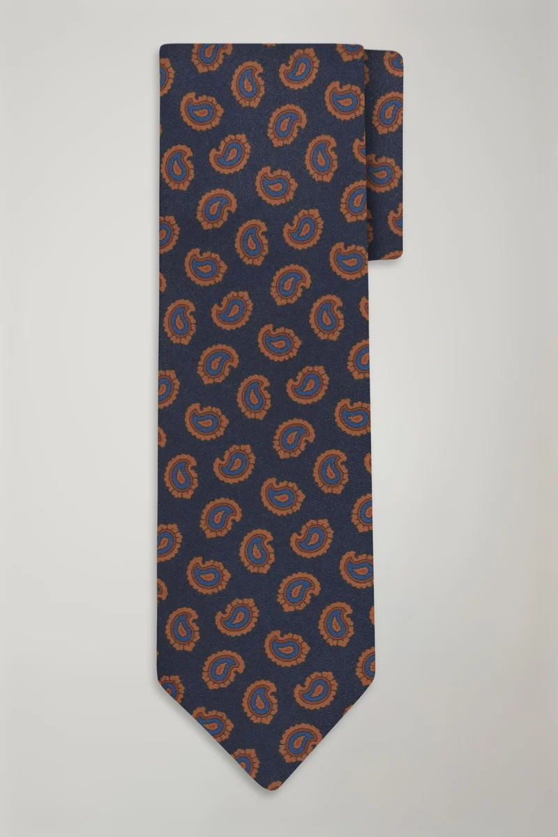 دوبل غانغر Men's micro patterned bamboo tie - DK Blue