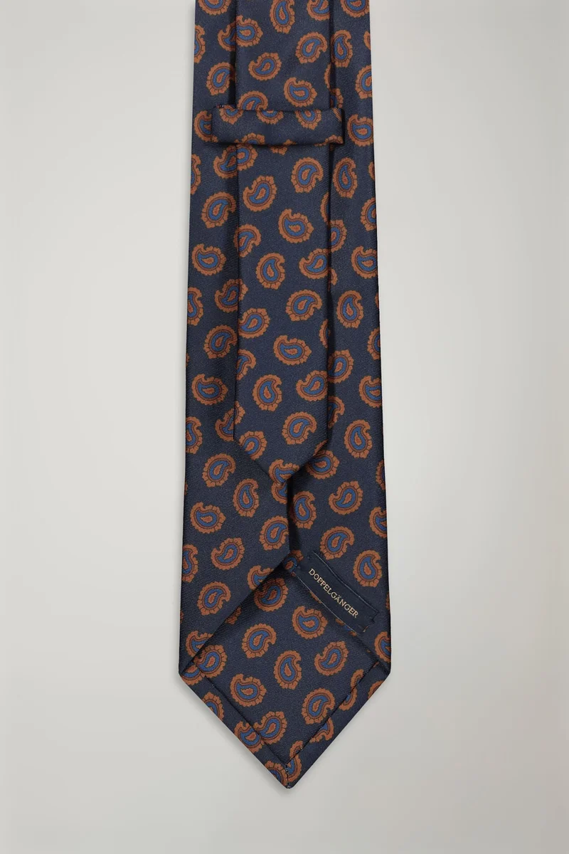 دوبل غانغر Men's micro patterned bamboo tie - DK Blue