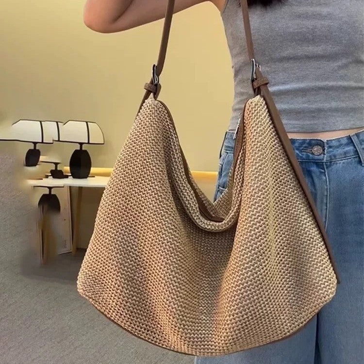 Large Capacity Straw Tote Bag for Women - Image 1