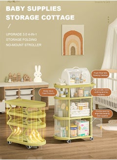 YEYA Yeya 3 In 1 Baby Supplies Storage Shelf, 3-Layer Folding And Movable Trolley Shelves For Storage, Movable Snacks Food Shelves  - Image 2