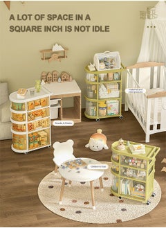 YEYA Yeya 3 In 1 Baby Supplies Storage Shelf, 3-Layer Folding And Movable Trolley Shelves For Storage, Movable Snacks Food Shelves  - Image 5