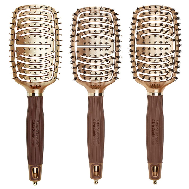 Olivia Garden NanoThermic Ceramic + Ion Flex Hair Brush kit contains NT-FLEXPRO NT-FLEXBR, NT-FLEXCO (3-Piece Box) - Image 1