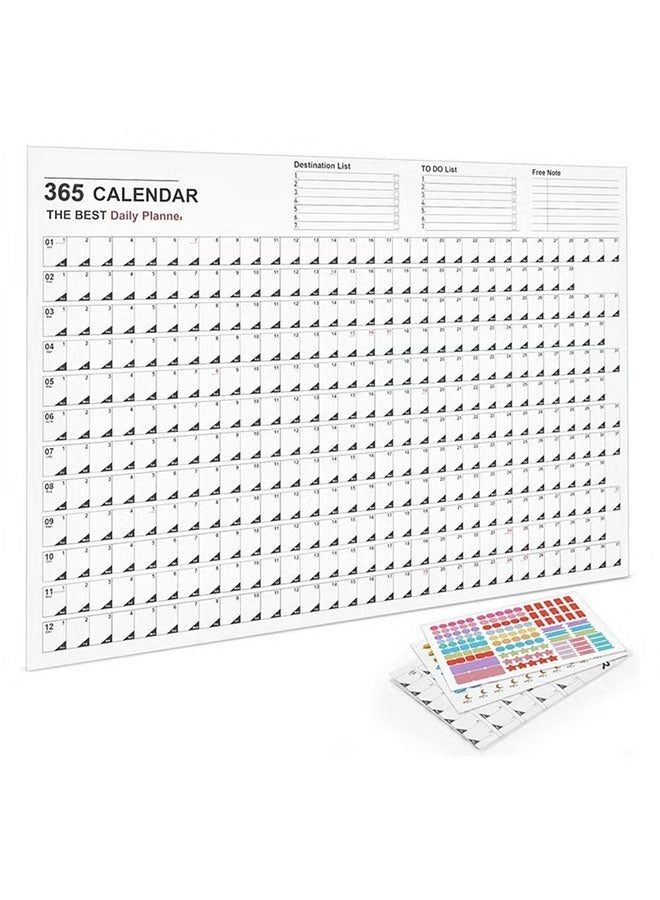 2026 365 Days Calendar Planner Sheet Wall Calendar Yearly Daily Schedule Poster Calendar To Do List Annual Planner for Office Supplies - Image 1