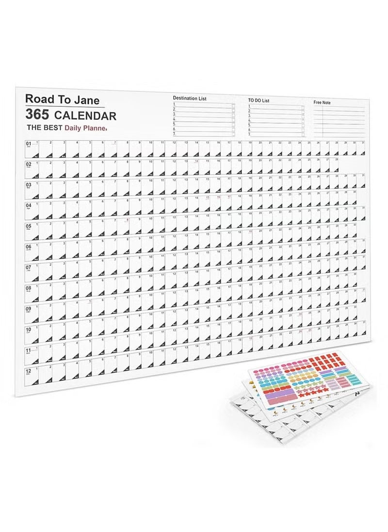 Realfrog 2025 365 Days Calendar Planner Sheet Wall Calendar Yearly Daily Schedule Poster Calendar To Do List Annual Planner for Office Supplies  - Image 1
