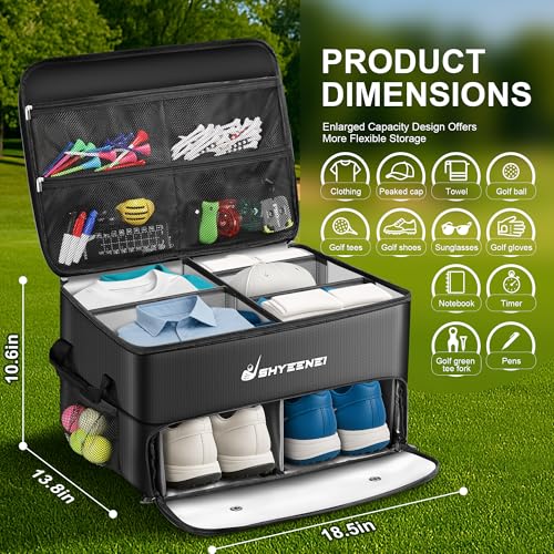 ShYeenei Golf Trunk Organizer Improved Version 2Layer Golf Storage Locker with Ventilated Shoe Compartment Waterproof EcoFriendly Golf Organizer for Car Trunk Travel and Daily Use - Image 3