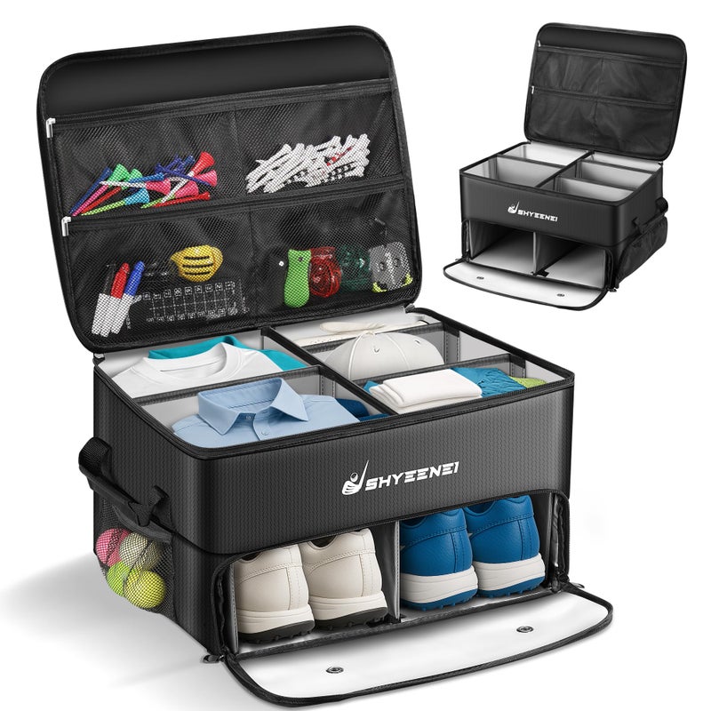 ShYeenei Golf Trunk Organizer Improved Version 2Layer Golf Storage Locker with Ventilated Shoe Compartment Waterproof EcoFriendly Golf Organizer for Car Trunk Travel and Daily Use - Image 2