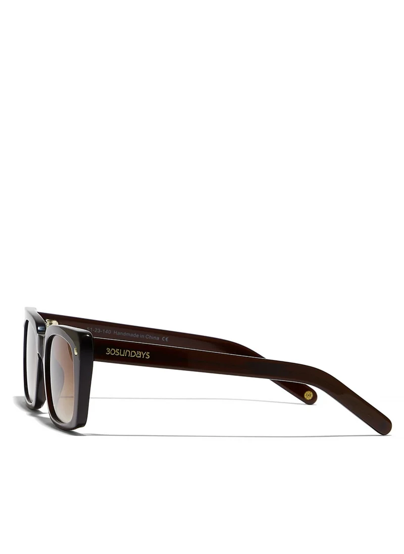 30Sundays THAT'S WOW Women Brown Sunglasses - Frame Material: Metal + Acetate - Lens Color: Brown- Frame Color: Burgundy - Full Rim