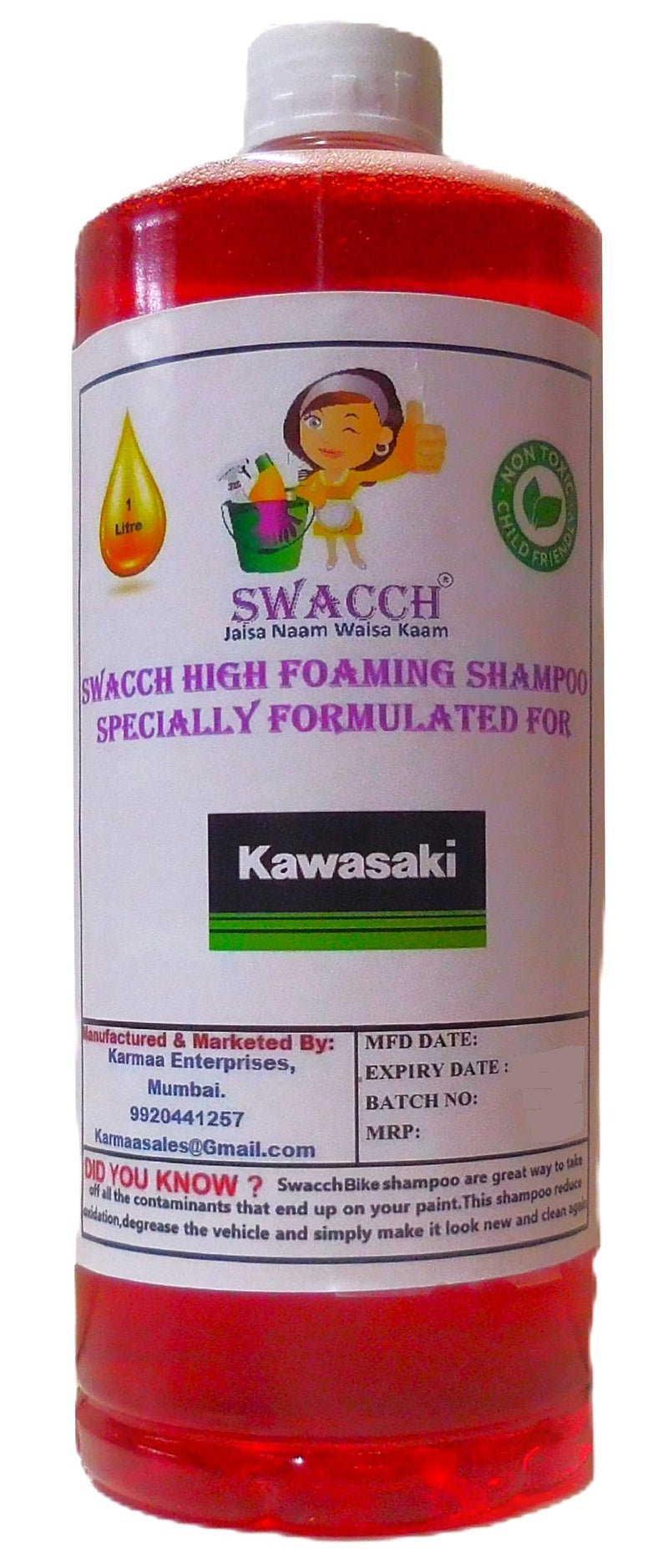 swacch High Foaming Bike Shampoo Formulated For Kawasaki Ninja H2R I Thick Foam with Wax Coat I Non-Toxic Formula I Super Saver Pack I Premium Wax Formulation I Glossy & Shine I 1 Litre - Image 2