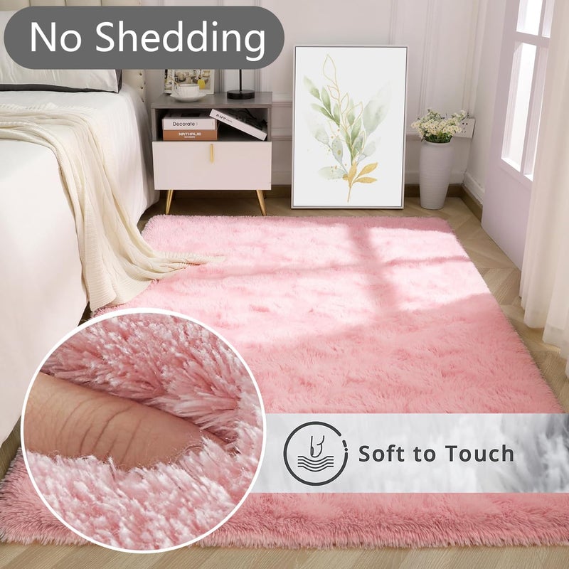LIODUX Ultra Soft Indoor Modern Area Rugs Fluffy Living Room Carpets for Children Bedroom Home Decor Nursery Rug, Washable Furry Throw Rugs (Light Pink, 120 x 160 CM) - Image 5