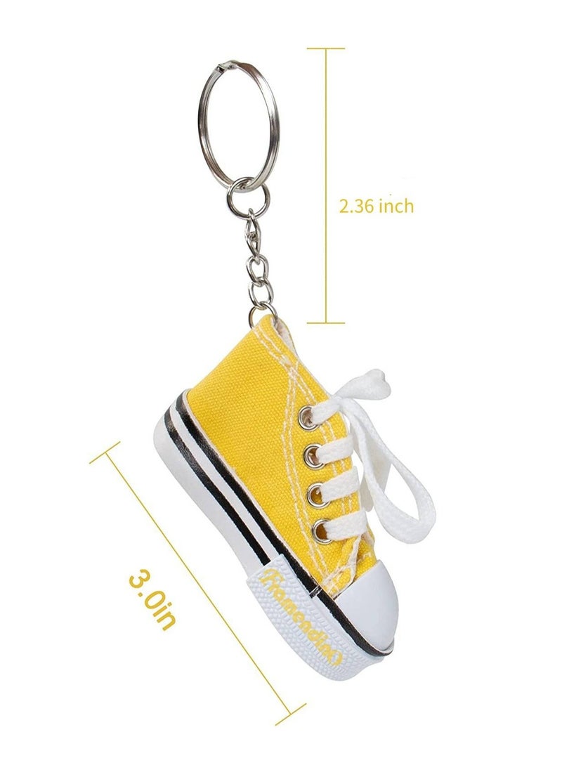 Excefore - Mini Canvas Sneaker Keychain, 6 Pcs Tennis Shoe Key Chains, Sport Sneaker Keyrings for Bag, Cool Birthday Party Favors, Goody Bag Fillers, for Kids and Adults - Image 1
