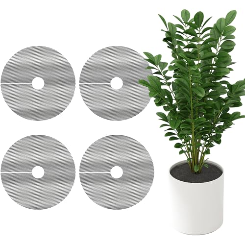 Adnee 4 Pcs 15.7 Inch Plant Pot Grids-Cuttable Plant Pot Soil Covers Protectors from Animals-Indoor Round Planter Pots Soil Guard for Outdoor Garden Plants Protection - Image 1