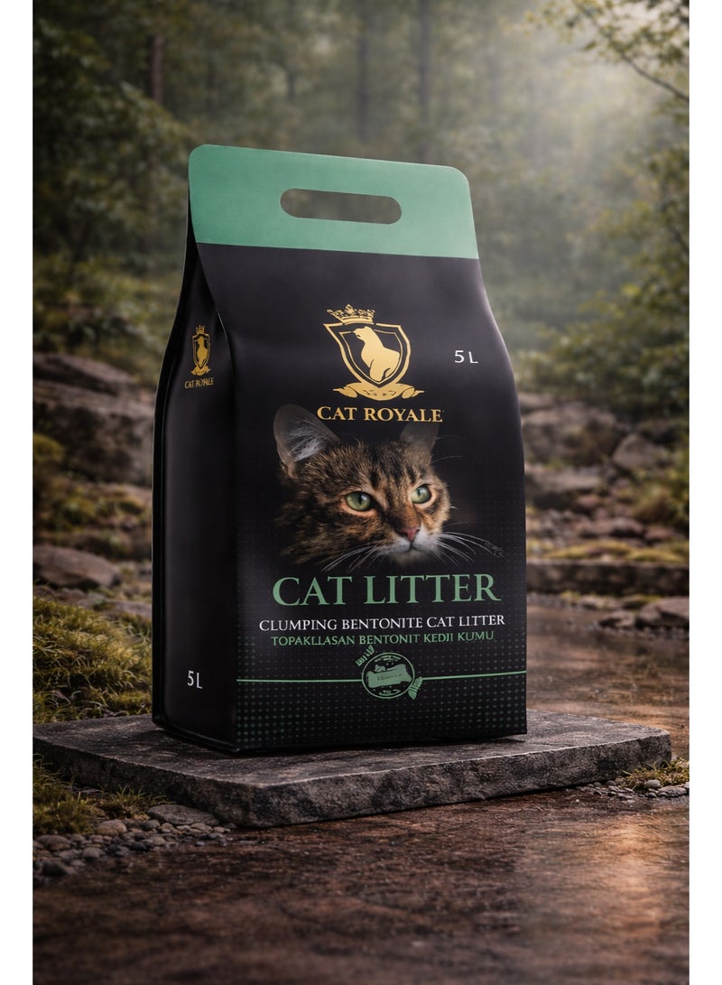 Premium Clumping Bentonite Cat Litter with Gentle Marseille Soap Scent, High-Absorption Formula for Superior Odor Control and Easy Maintenance, 5L Bag