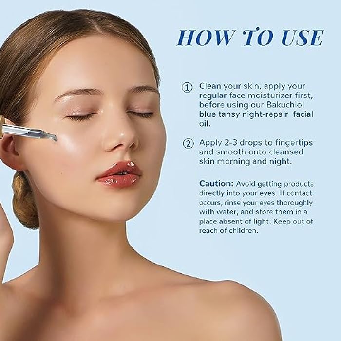 ANAI RUI Bakuchiol Blue Tansy Night-Repair Facial Oil Natural Retinol Alternative + Squalane Jojoba, for Deep Wrinkles & Fine Lines Soothing,Calm & Soothe Redness,Hydrating, Balancing, 1 FL.OZ - Image 5