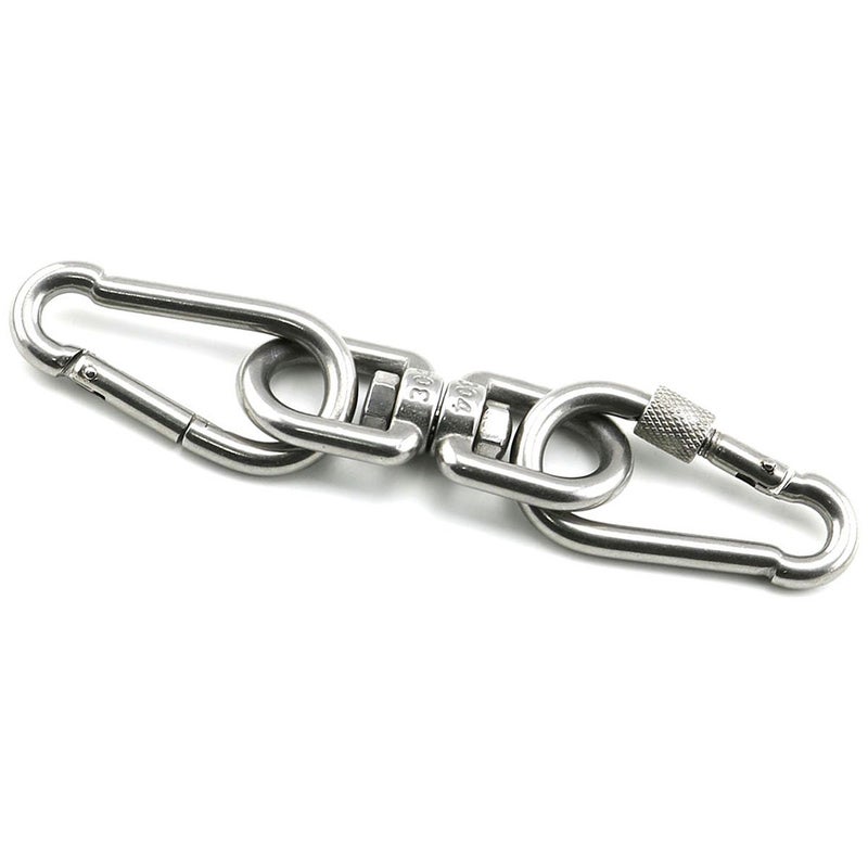 Lind Kitchen 1PCS M6 Double Ended Swivel Eye Hook 304 Stainless Steel Eye to Eye Swivel Shackle Ring Connector 2PCS M6 Snap Hook