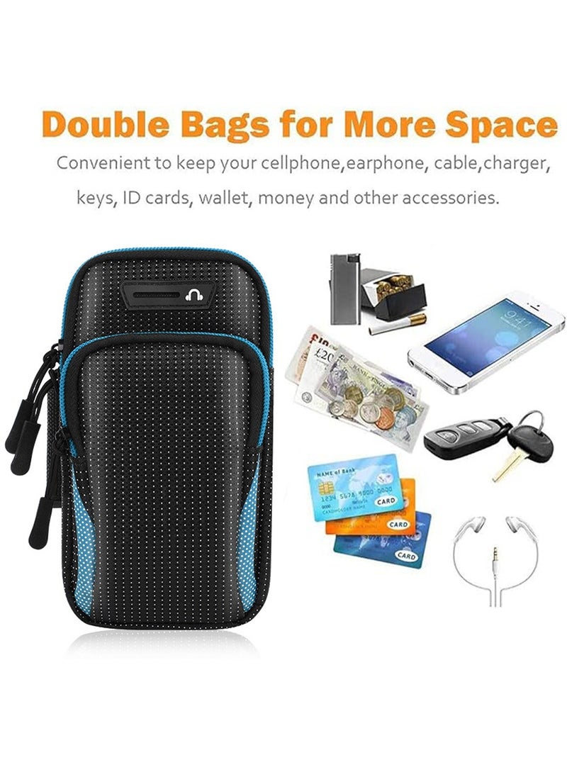 HDWISS - Running Armband Phone Holder Bag, Multi Pockets, for Phone Of Upto 6.5 inch, for Iphone 6s, 7, 8, 9,10,11,12,X, Samsung Galaxy S7, S8, S9, Plus, Note 8, Oneplus 5t, Google Pixel, Huawei - Image 1