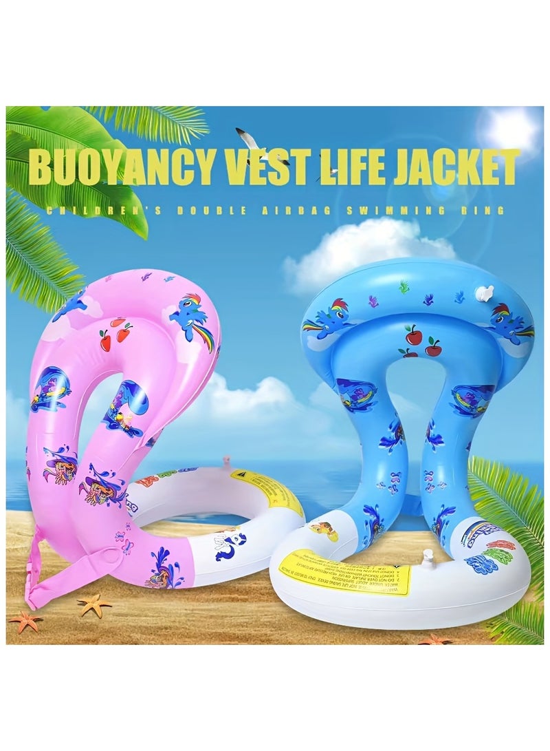 Generic Floaties Swim Vest Portable Inflatable Pool Floats Swimming Ring With Adjustable Safety Buckle, Safety Swim Arm Bands With Double Surround Air Bag, Durable Float Tube - Image 1