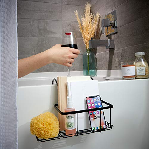 InterDesign iDesign Metal Over the Bath Caddy Basket, The Everett Collection – 12.08” x 10.2” x 6.64”, Matte Black - Image 5