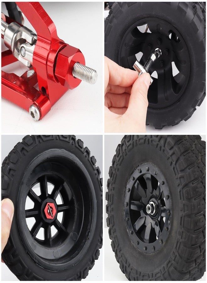 Hobbypark Aluminum 12mm Hex Wheel Hubs Adapters & M4 Flanged Lock Nuts for Traxxas 1/10 Slash 4X4 Stampede 4WD RC Car,Replace Part 1654 (Red) - Image 4