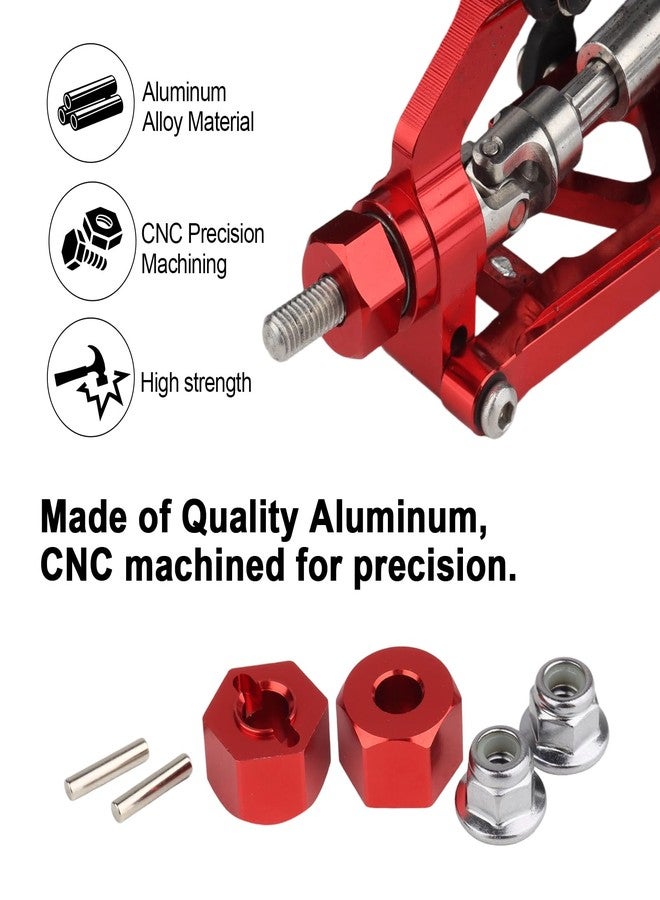 Hobbypark Aluminum 12mm Hex Wheel Hubs Adapters & M4 Flanged Lock Nuts for Traxxas 1/10 Slash 4X4 Stampede 4WD RC Car,Replace Part 1654 (Red) - Image 5