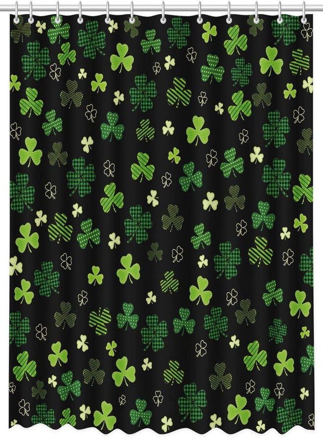 MEHOFOND St. Patrick's Day Shower Curtain Shamrock Bathroom Curtain Irish Lucky Clover Black and Green Buffalo Check Plaid Bathroom Decor Washable Durable Fabric 72x72 in - Image 2