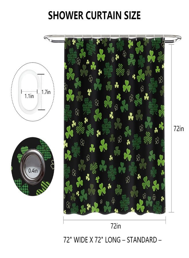 MEHOFOND St. Patrick's Day Shower Curtain Shamrock Bathroom Curtain Irish Lucky Clover Black and Green Buffalo Check Plaid Bathroom Decor Washable Durable Fabric 72x72 in - Image 3