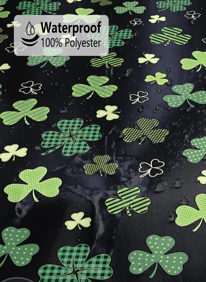 MEHOFOND St. Patrick's Day Shower Curtain Shamrock Bathroom Curtain Irish Lucky Clover Black and Green Buffalo Check Plaid Bathroom Decor Washable Durable Fabric 72x72 in - Image 4