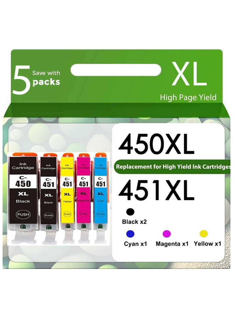 ink Cartridge PGI-450 CLI-451XL for High Yield (2-Pack Pigment Black Cyan Magenta Yellow）PGI 450 XL for  PIXMA MG7540 MG6640 MG5540 iP7240 MG6440 iP8740 MG7140 iX6840 - Image 1