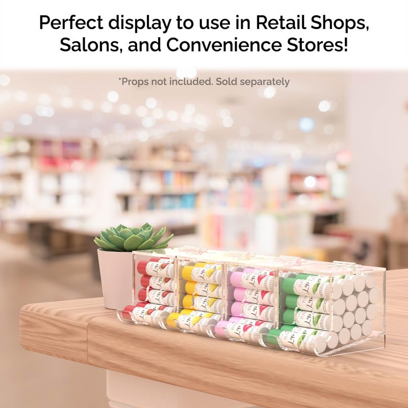 Marketing Holders Clear Acrylic Lip Balm Dispenser Retail Or Home Freestanding Countertop Display With Hinged Lid For Lipsticks Glosses Chapsticks Or Essential Oils - Image 4