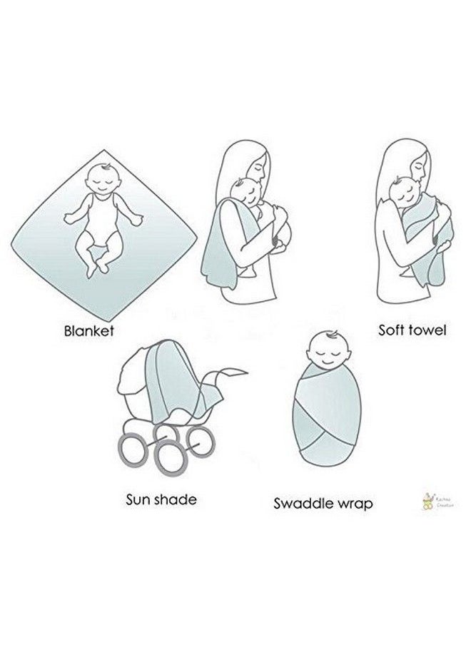 MOM'S HOME Baby Organic Cotton Soft Muslin Cloth Swaddle (0 18 Months)Pack Of 3  - Image 5