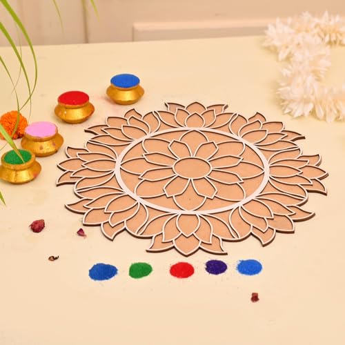 CraftVatika Rangoli Making Tools Kit, Rangoli Template for Diwali Decor, Reusable, Waterproof Floating Rangoli Templete, Diwali Decoration Item for Home Office 12 Inches (Type 3) - Image 4