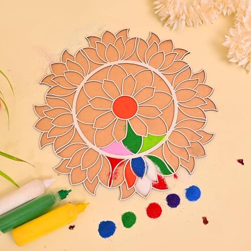 CraftVatika Rangoli Making Tools Kit, Rangoli Template for Diwali Decor, Reusable, Waterproof Floating Rangoli Templete, Diwali Decoration Item for Home Office 12 Inches (Type 3) - Image 1