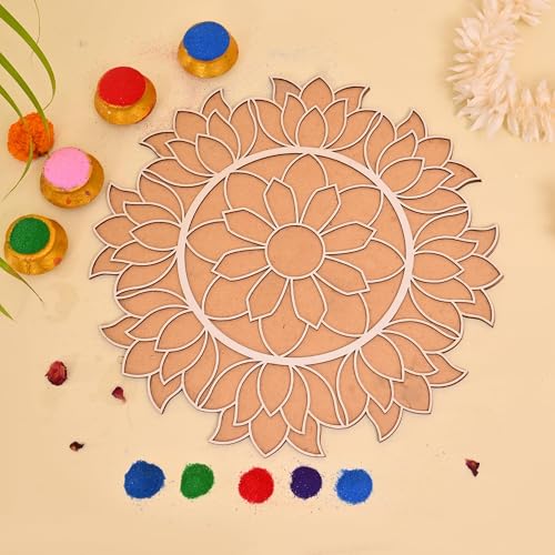 CraftVatika Rangoli Making Tools Kit, Rangoli Template for Diwali Decor, Reusable, Waterproof Floating Rangoli Templete, Diwali Decoration Item for Home Office 12 Inches (Type 3) - Image 3