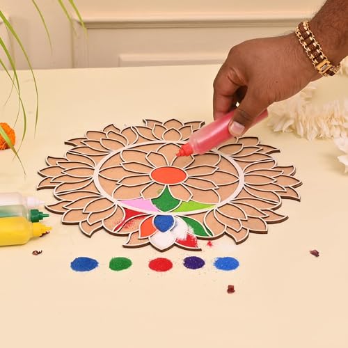 CraftVatika Rangoli Making Tools Kit, Rangoli Template for Diwali Decor, Reusable, Waterproof Floating Rangoli Templete, Diwali Decoration Item for Home Office 12 Inches (Type 3) - Image 2