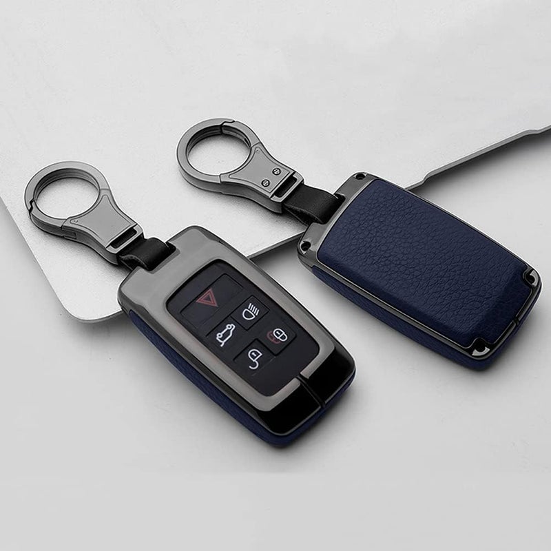 SANRILY Blue Leather Key Fob Cover for Land Rover & Jaguar - Image 3
