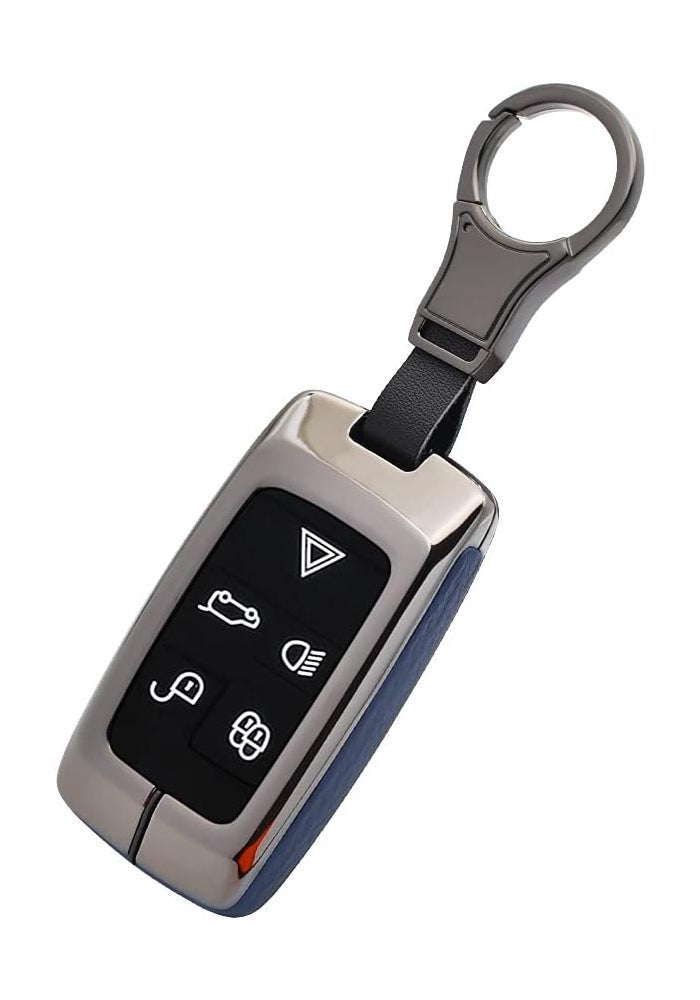 SANRILY Blue Leather Key Fob Cover for Land Rover & Jaguar - Image 1