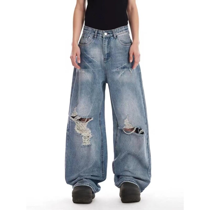 Unisex Classic Denim Jeans Loose Fit Daily Outdoor Wear - Image 1