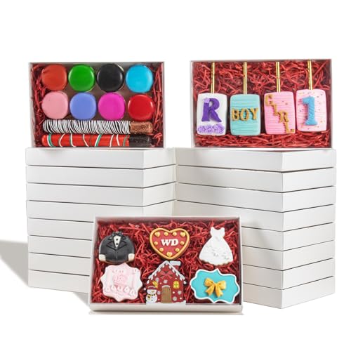 RomanticBaking30PCS 9x 6x 1 White Cookie Boxes with Full Clear WindowCakesicle Boxes Bakery Macaron Boxes Treat Boxes for Christmas Easter Mothers Day Valentines Day