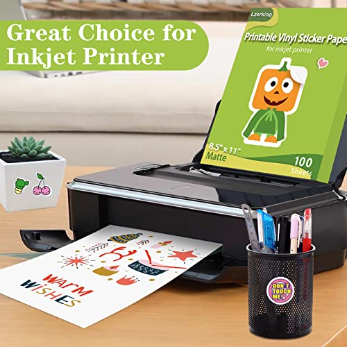 Lzerking Printable Vinyl Sticker Paper for Inkjet Printer 100 Sheets Matte White Waterproof 8.5x11 Inches - Image 4