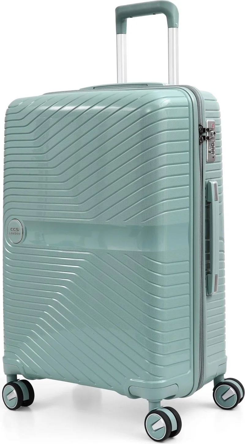 S-Invalid Brand Name Ultra Light Polypropylene Unbreakable 4-Piece Suitcase Set + Makeup Bag