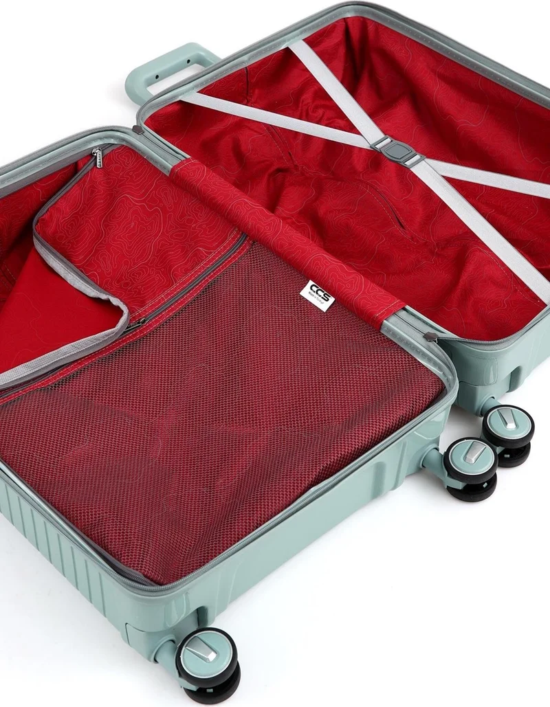 S-Invalid Brand Name Ultra Light Polypropylene Unbreakable 4-Piece Suitcase Set + Makeup Bag