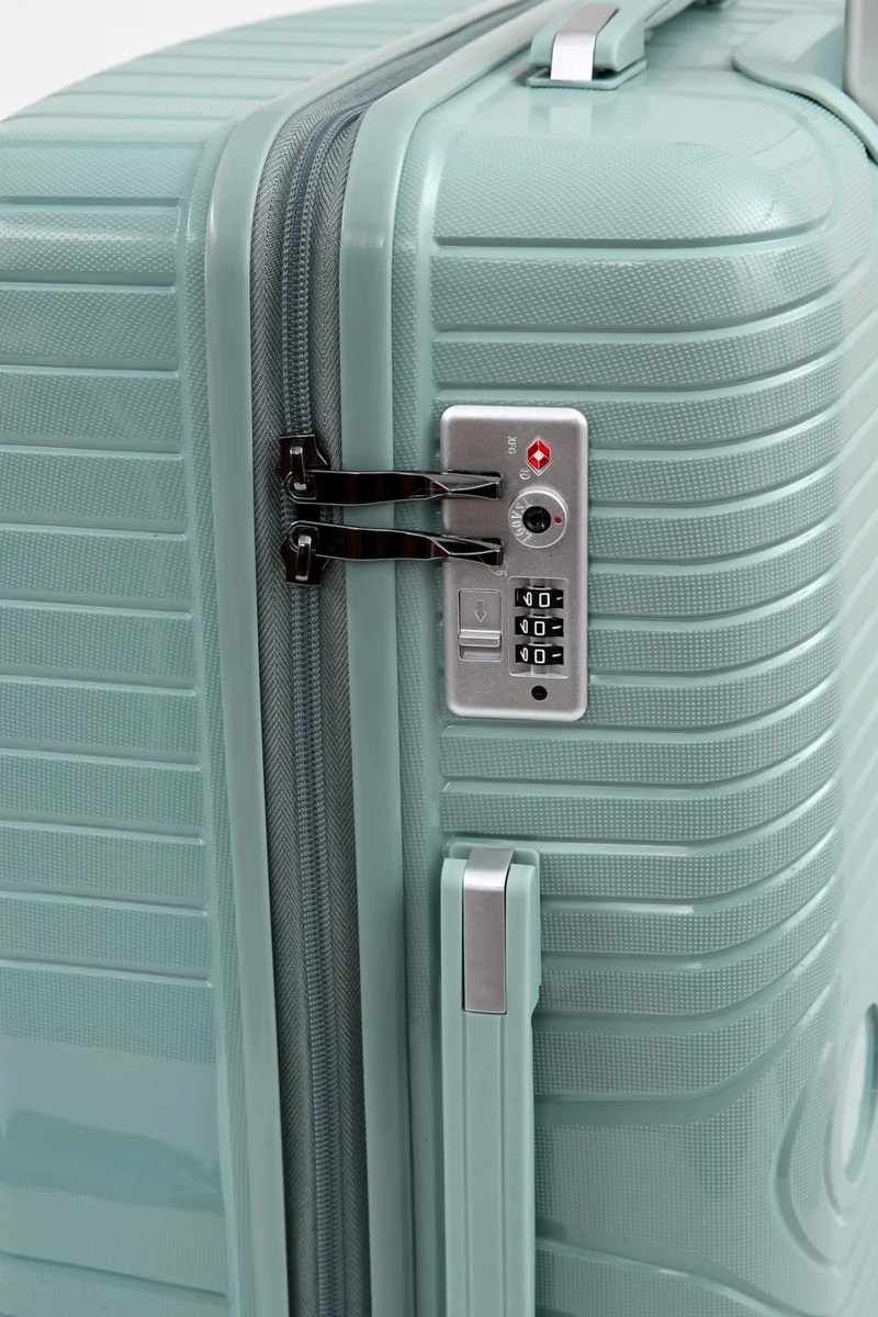 S-Invalid Brand Name Ultra Light Polypropylene Unbreakable 4-Piece Suitcase Set + Makeup Bag