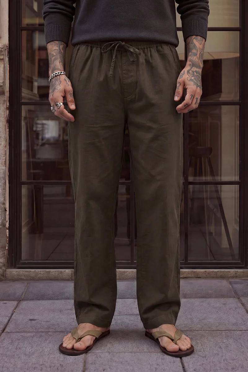 SNITCH Dark Brown Solid Relaxed Casual Track Pants