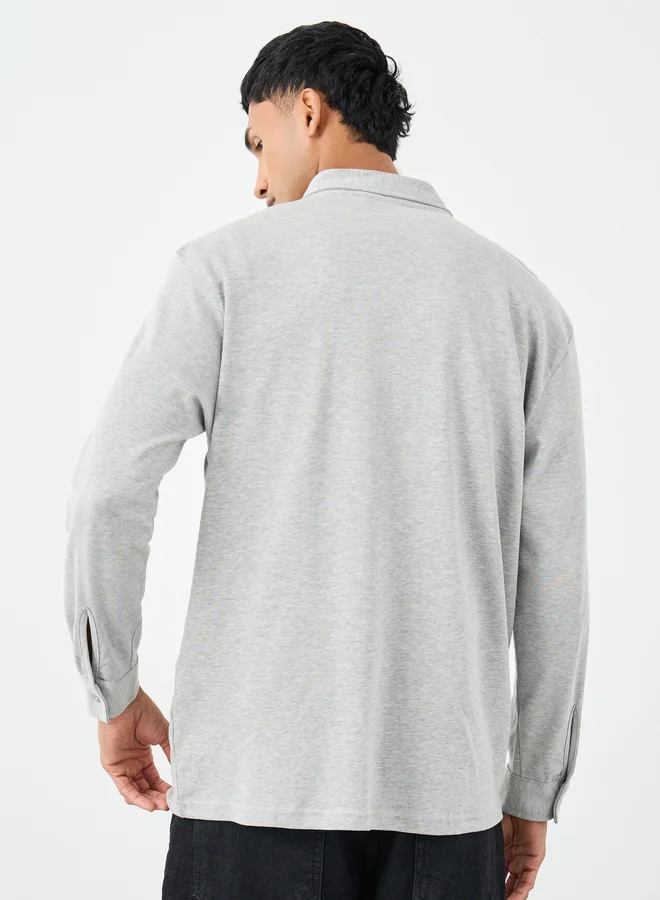 Styli Styli Buttoned Relaxed Fit Long Sleeve Knitted Shirt