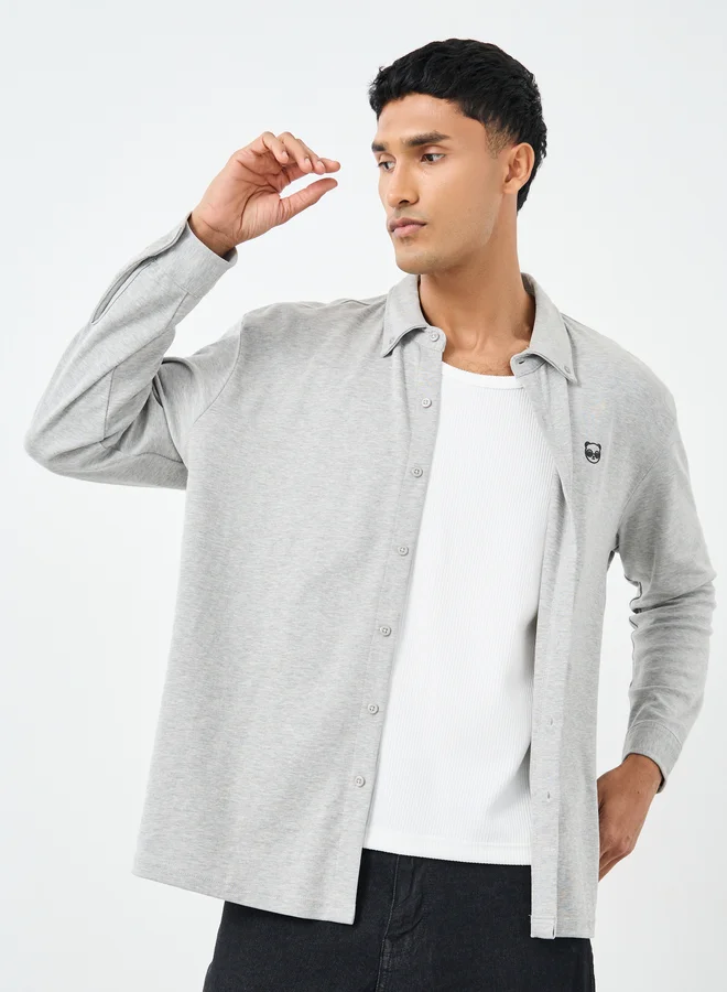 ستايلي Styli Buttoned Relaxed Fit Long Sleeve Knitted Shirt