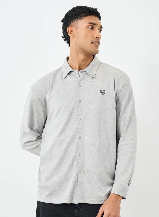 ستايلي قميص محبوك بأزرار وأكمام طويلة بقصة مريحة