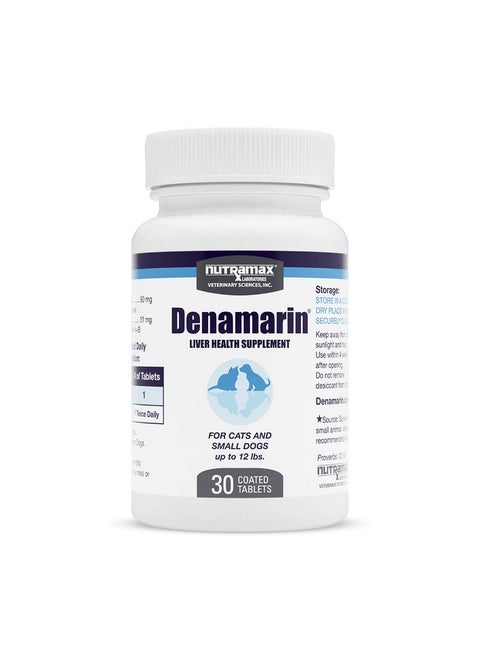 Nutramax Laboratories Denamarin Liver Health Supplement for Small Dogs and Cats - With S-Adenosylmethionine (SAMe) and Silybin, 30 Tablets