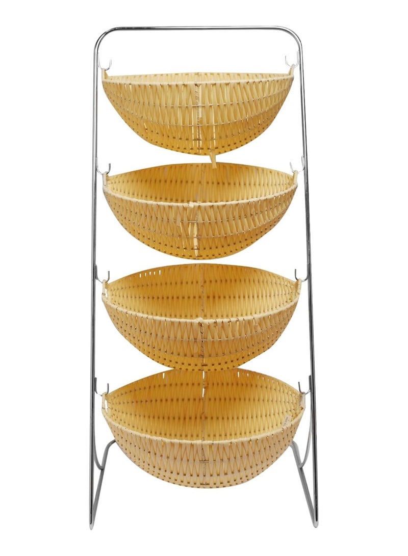 Rattan Vegetable and Fruit Kitchen Organizer 4 Tier | Potato and Onion Storage Shelves | Bamboo Storage Basket | Kitchen Rack - Image 2