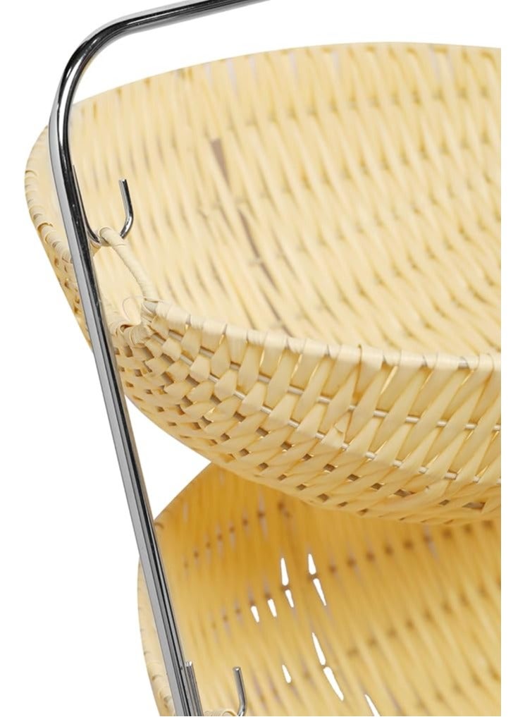 Rattan Vegetable and Fruit Kitchen Organizer 4 Tier | Potato and Onion Storage Shelves | Bamboo Storage Basket | Kitchen Rack - Image 3