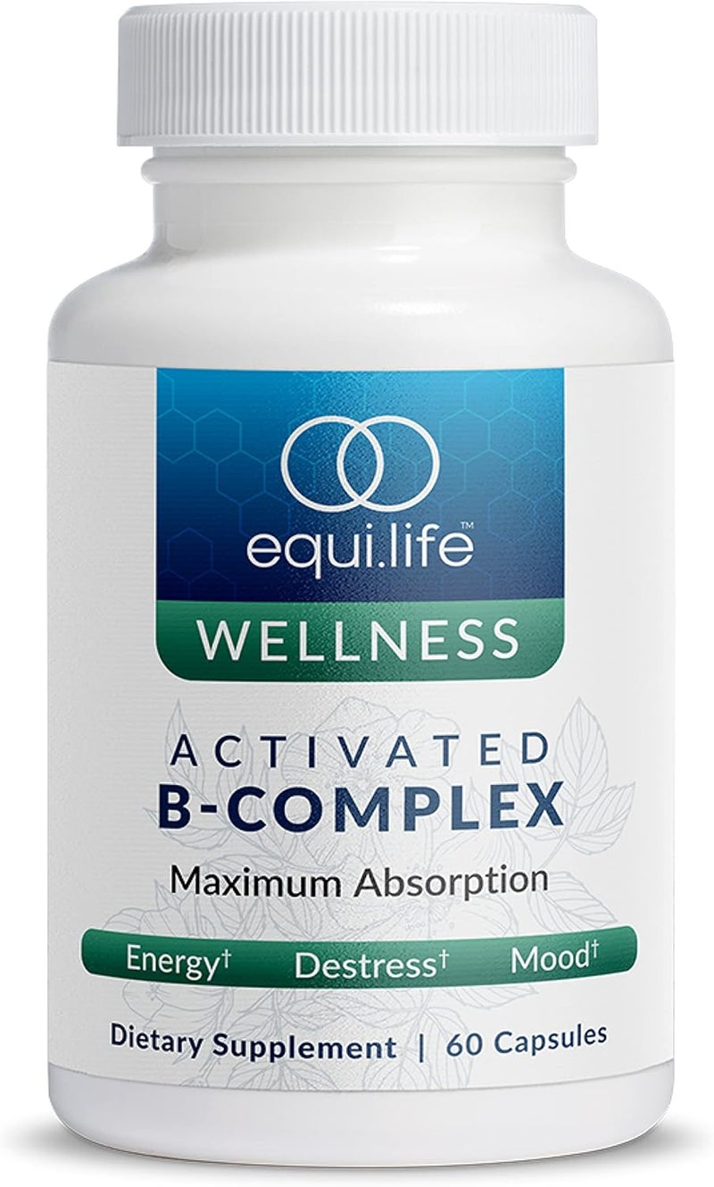 Equilife مكمل غذائي سوبر ب كومبلكس من إكويلايف مع البيوتين والإنوزيتول B12 B6 كولين والفولات لدعم الطاقة وصحة الشعر والبشرة والأظافر خالي من الجلوتين نباتي غير معدل وراثيًا 60 كبسولة - Image 1